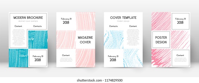 Cover page design template. Business brochure layout. Bizarre trendy abstract cover page. Pink and blue grunge texture background. Cool poster.