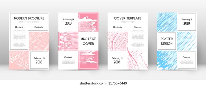 Cover page design template. Business brochure layout. Bewitching trendy abstract cover page. Pink and blue grunge texture background. Beauteous poster.