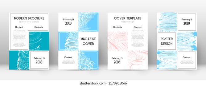 Cover page design template. Business brochure layout. Bewitching trendy abstract cover page. Pink and blue grunge texture background. Exceptional poster.