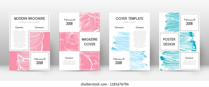 Cover page design template. Business brochure layout. Bewitching trendy abstract cover page. Pink and blue grunge texture background. Brilliant poster.