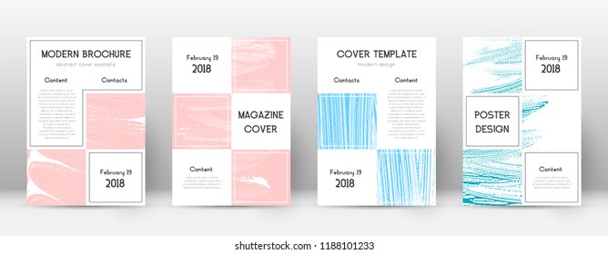 Cover page design template. Business brochure layout. Bewitching trendy abstract cover page. Pink and blue grunge texture background. Unusual poster.