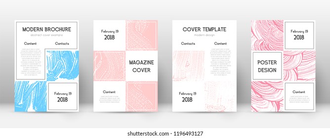 Cover page design template. Business brochure layout. Bewitching trendy abstract cover page. Pink and blue grunge texture background. Cute poster.