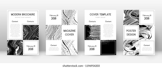 Cover page design template. Business brochure layout. Beautiful trendy abstract cover page. Black and white grunge texture background. Flawless poster.