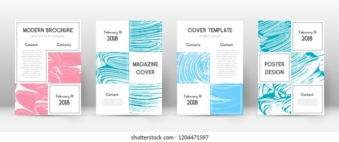 Cover page design template. Business brochure layout. Bewitching trendy abstract cover page. Pink and blue grunge texture background. Enchanting poster.