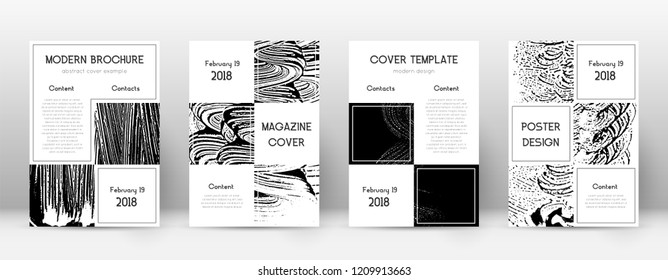 Cover page design template. Business brochure layout. Beautiful trendy abstract cover page. Black and white grunge texture background. Magnetic poster.