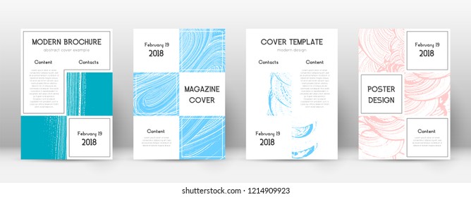 Cover page design template. Business brochure layout. Bewitching trendy abstract cover page. Pink and blue grunge texture background. Exotic poster.