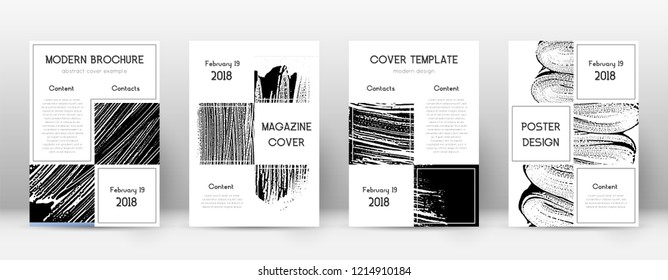 Cover page design template. Business brochure layout. Beautiful trendy abstract cover page. Black and white grunge texture background. Resplendent poster.