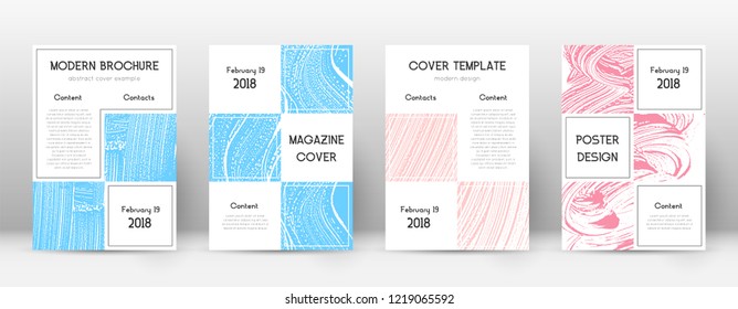 Cover page design template. Business brochure layout. Bewitching trendy abstract cover page. Pink and blue grunge texture background. Excellent poster.