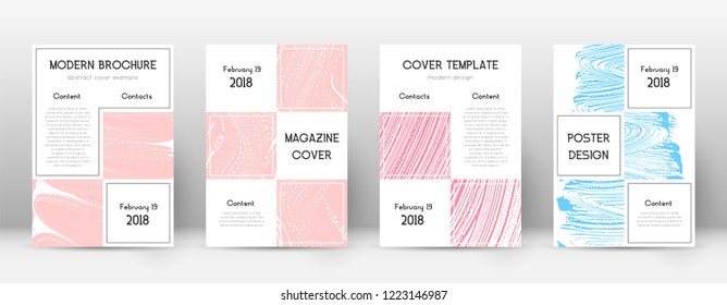 Cover page design template. Business brochure layout. Bewitching trendy abstract cover page. Pink and blue grunge texture background. Resplendent poster.