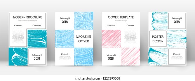 Cover page design template. Business brochure layout. Bizarre trendy abstract cover page. Pink and blue grunge texture background. Energetic poster.