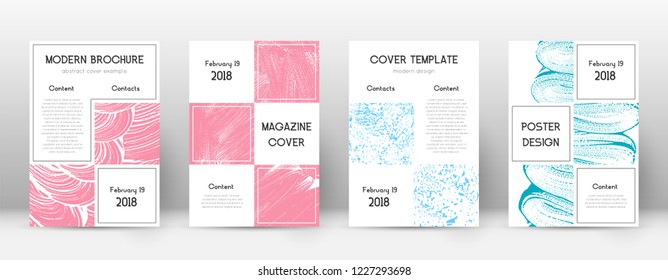 Cover page design template. Business brochure layout. Bewitching trendy abstract cover page. Pink and blue grunge texture background. Likable poster.