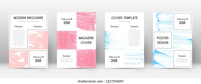 Cover page design template. Business brochure layout. Bewitching trendy abstract cover page. Pink and blue grunge texture background. Authentic poster.