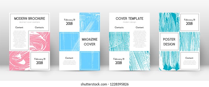 Cover page design template. Business brochure layout. Bewitching trendy abstract cover page. Pink and blue grunge texture background. Popular poster.