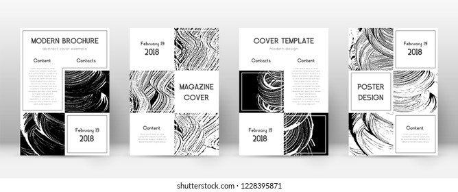 Cover page design template. Business brochure layout. Beautiful trendy abstract cover page. Black and white grunge texture background. Lovely poster.