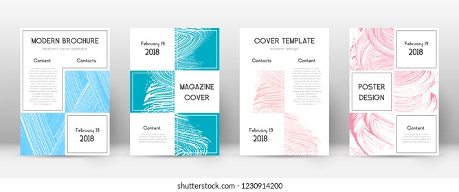 Cover page design template. Business brochure layout. Bewitching trendy abstract cover page. Pink and blue grunge texture background. Glamorous poster.