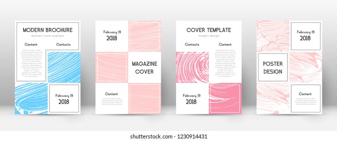 Cover page design template. Business brochure layout. Bewitching trendy abstract cover page. Pink and blue grunge texture background. Appealing poster.