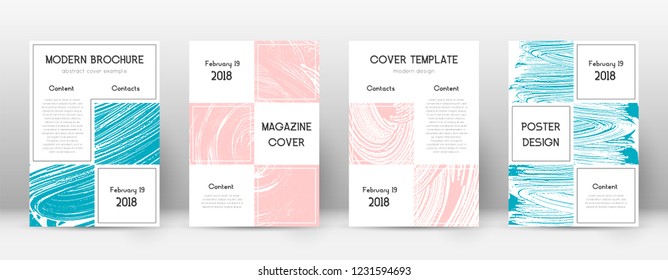 Cover page design template. Business brochure layout. Bewitching trendy abstract cover page. Pink and blue grunge texture background. Unequaled poster.