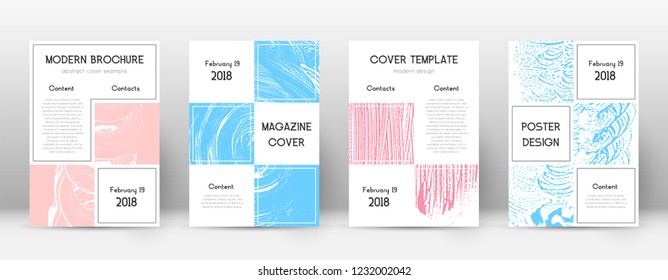 Cover page design template. Business brochure layout. Bewitching trendy abstract cover page. Pink and blue grunge texture background. Attractive poster.