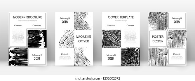 Cover page design template. Business brochure layout. Beautiful trendy abstract cover page. Black and white grunge texture background. Impressive poster.