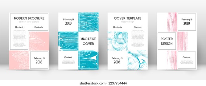 Cover page design template. Business brochure layout. Bewitching trendy abstract cover page. Pink and blue grunge texture background. Mesmeric poster.