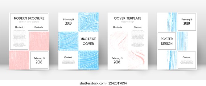 Cover page design template. Business brochure layout. Bewitching trendy abstract cover page. Pink and blue grunge texture background. Vibrant poster.