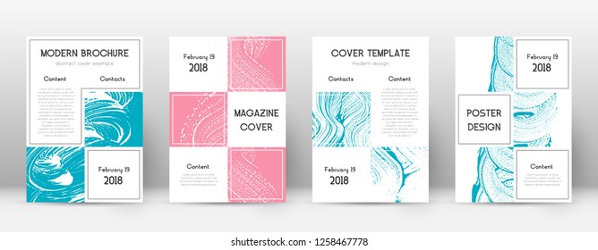 Cover page design template. Business brochure layout. Bewitching trendy abstract cover page. Pink and blue grunge texture background. Extraordinary poster.