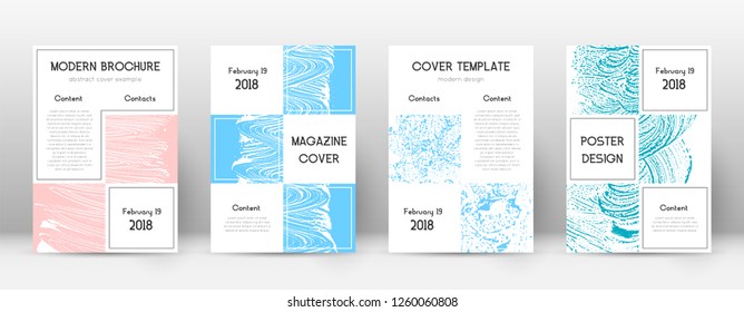 Cover page design template. Business brochure layout. Bewitching trendy abstract cover page. Pink and blue grunge texture background. Radiant poster.