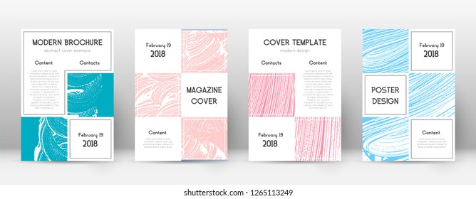 Cover page design template. Business brochure layout. Bewitching trendy abstract cover page. Pink and blue grunge texture background. Shapely poster.