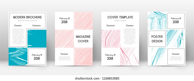 Cover page design template. Business brochure layout. Bewitching trendy abstract cover page. Pink and blue grunge texture background. Lively poster.