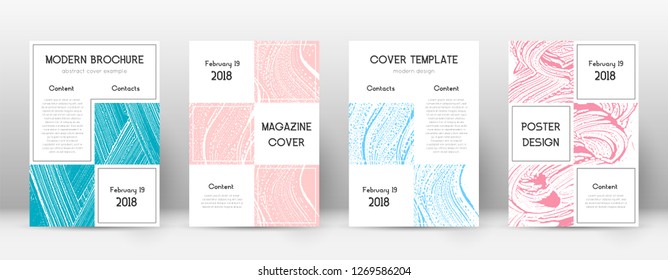 Cover page design template. Business brochure layout. Bewitching trendy abstract cover page. Pink and blue grunge texture background. Overwhelming poster.