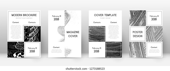 Cover page design template. Business brochure layout. Beautiful trendy abstract cover page. Black and white grunge texture background. Stylish poster.