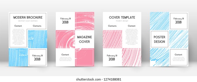 Cover page design template. Business brochure layout. Bewitching trendy abstract cover page. Pink and blue grunge texture background. Energetic poster.