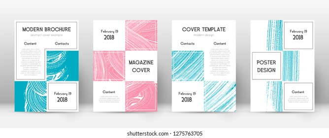 Cover page design template. Business brochure layout. Bewitching trendy abstract cover page. Pink and blue grunge texture background. Fantastic poster.