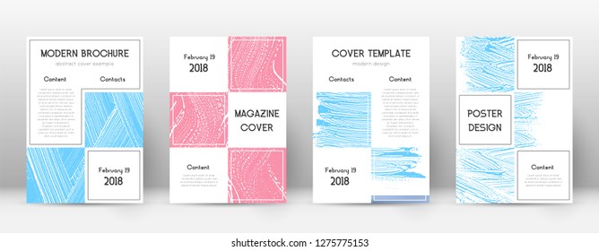 Cover page design template. Business brochure layout. Bewitching trendy abstract cover page. Pink and blue grunge texture background. Beautiful poster.