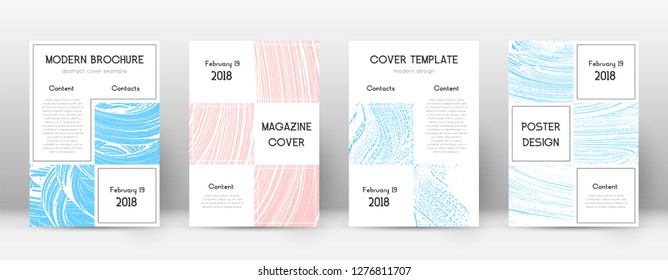Cover page design template. Business brochure layout. Bewitching trendy abstract cover page. Pink and blue grunge texture background. Positive poster.
