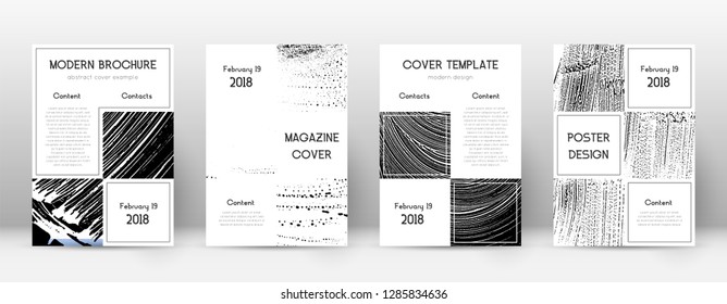 Cover page design template. Business brochure layout. Beautiful trendy abstract cover page. Black and white grunge texture background. Rare poster.