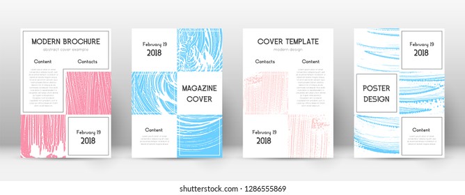 Cover page design template. Business brochure layout. Bizarre trendy abstract cover page. Pink and blue grunge texture background. Breathtaking poster.