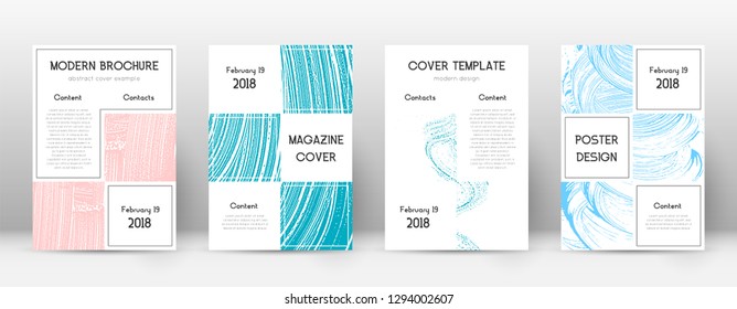 Cover page design template. Business brochure layout. Bewitching trendy abstract cover page. Pink and blue grunge texture background. Juicy poster.