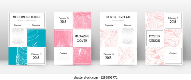 Cover page design template. Business brochure layout. Bewitching trendy abstract cover page. Pink and blue grunge texture background. Wonderful poster.