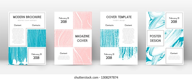 Cover page design template. Business brochure layout. Bizarre trendy abstract cover page. Pink and blue grunge texture background. Astonishing poster.