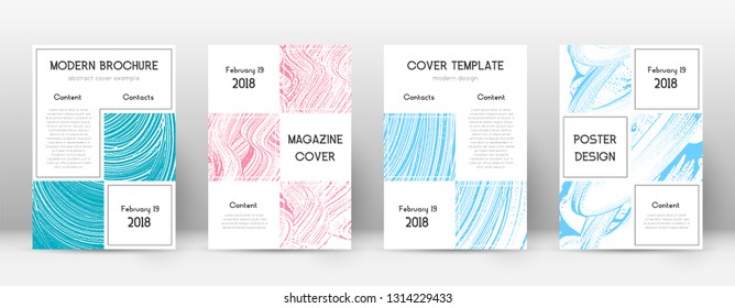 Cover page design template. Business brochure layout. Bewitching trendy abstract cover page. Pink and blue grunge texture background. Sightly poster.