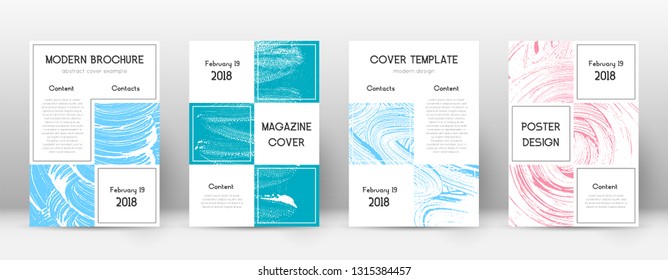 Cover page design template. Business brochure layout. Bewitching trendy abstract cover page. Pink and blue grunge texture background. Actual poster.