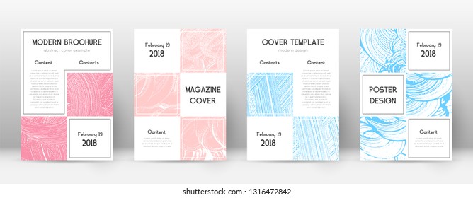 Cover page design template. Business brochure layout. Bewitching trendy abstract cover page. Pink and blue grunge texture background. Decent poster.