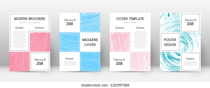 Cover page design template. Business brochure layout. Bewitching trendy abstract cover page. Pink and blue grunge texture background. Alluring poster.