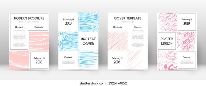 Cover page design template. Business brochure layout. Bewitching trendy abstract cover page. Pink and blue grunge texture background. Wondrous poster.