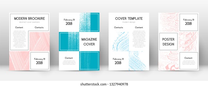 Cover page design template. Business brochure layout. Bewitching trendy abstract cover page. Pink and blue grunge texture background. Posh poster.