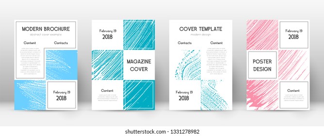 Cover page design template. Business brochure layout. Bewitching trendy abstract cover page. Pink and blue grunge texture background. Rare poster.