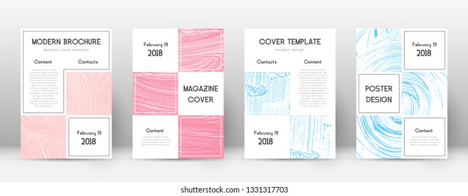 Cover page design template. Business brochure layout. Bizarre trendy abstract cover page. Pink and blue grunge texture background. Cute poster.