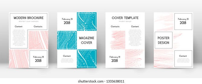 Cover page design template. Business brochure layout. Bewitching trendy abstract cover page. Pink and blue grunge texture background. Superb poster.