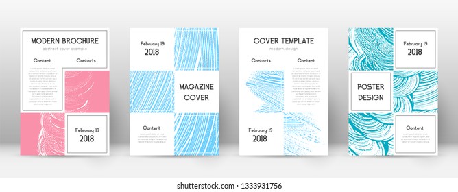 Cover page design template. Business brochure layout. Bewitching trendy abstract cover page. Pink and blue grunge texture background. Nice poster.